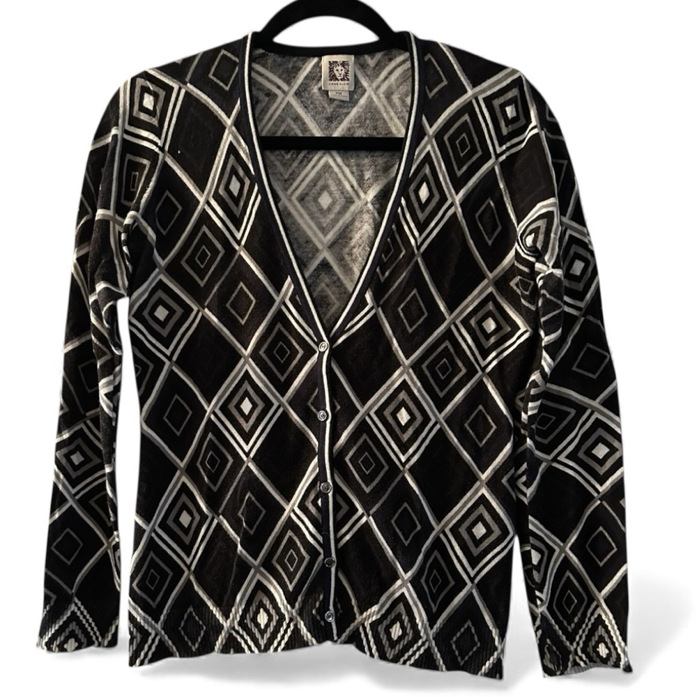 Anne Klein Geometric Print Cardigan Petite Medium